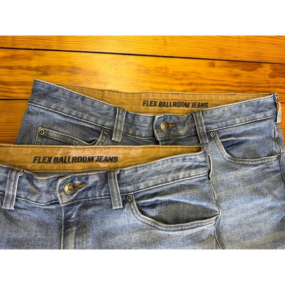 Lot Of 2 Duluth Trading Flex Ballroom Jeans Mens 36x30 Blue Denim Relaxed Fit - Picture 2 of 15
